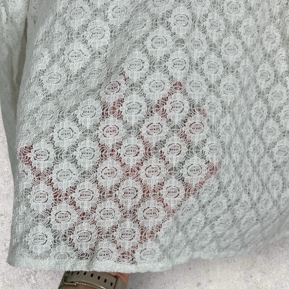 Sezane Leonora Blouse Ecru White Size 34 French US 2 V-Neck Ruffle Sheer Lace - Picture 10 of 14